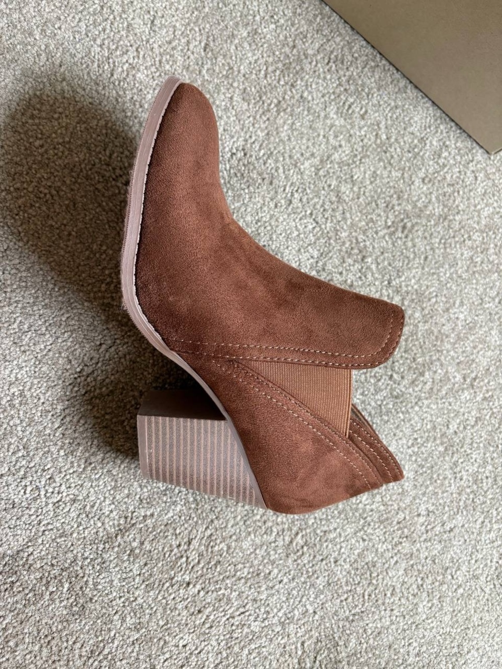 Women's Y•Not Brown Suede Ankle Booties Block heel